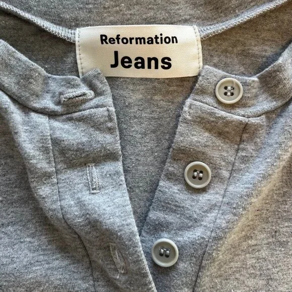 Reformation Henley Long Sleeve Cotton Dress | Size XS - Picture 5 of 8